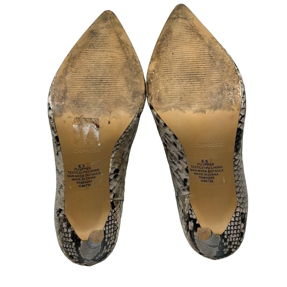 Express Snakeskin Print Pointed Toe Mules, Size 8… - image 8